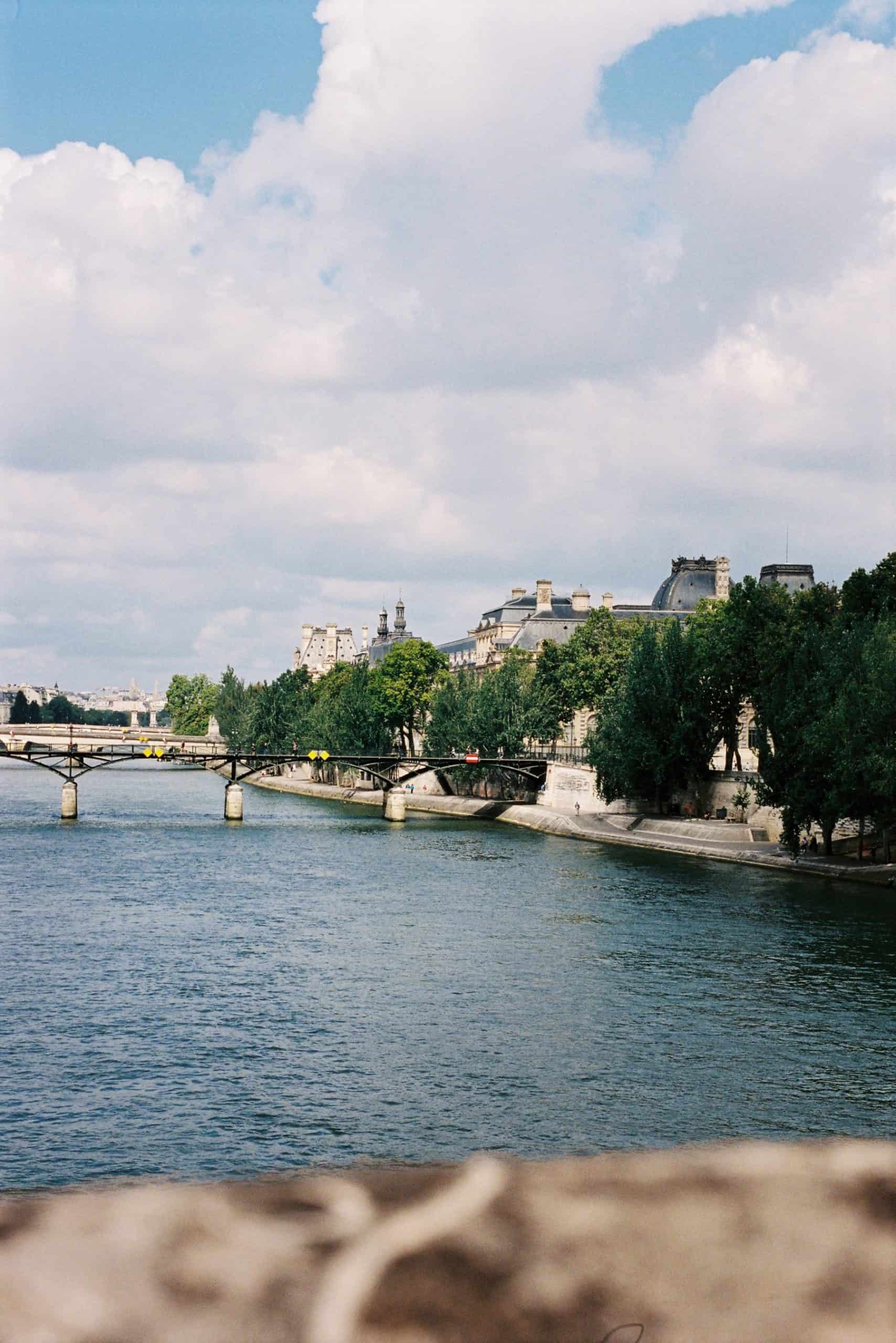 Distant view of bridge over clear water