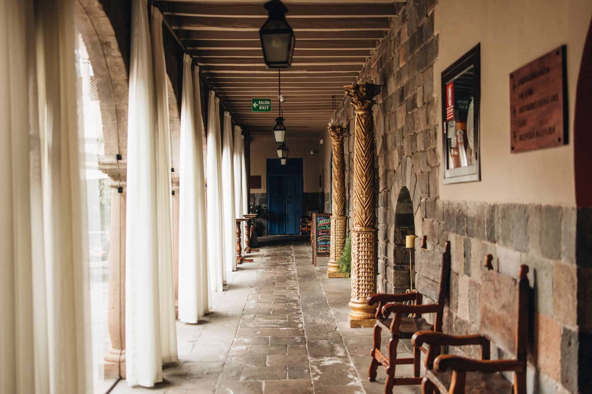 Stone hallway with natural light