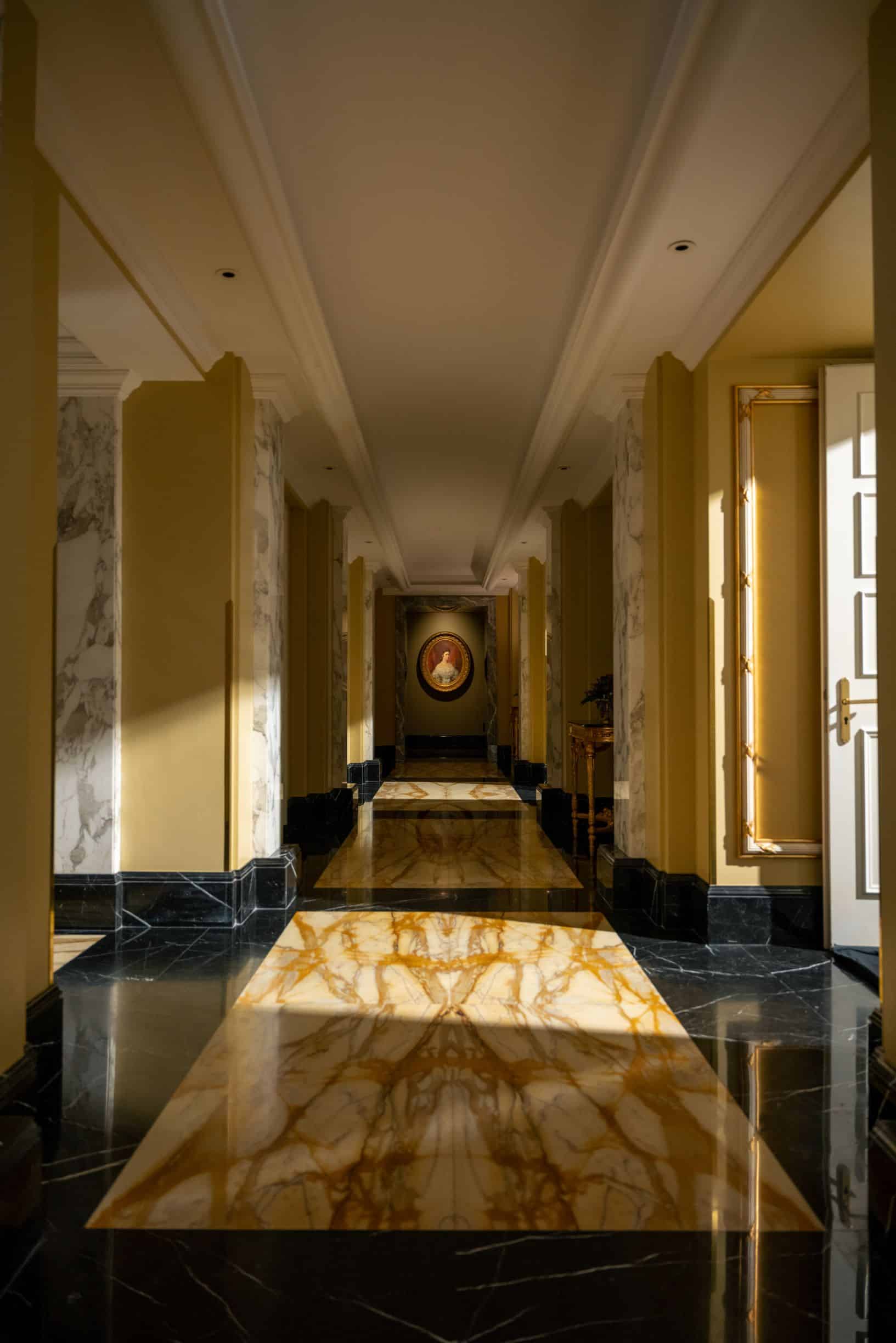 view of elegant marble hallway